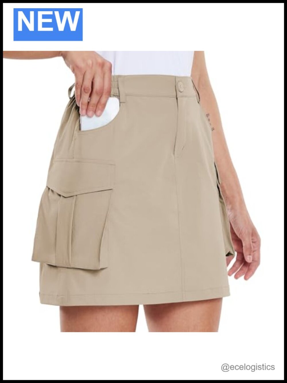 Women's Cargo Skort Golf Quick Dry Zip Pockets UPF 50+